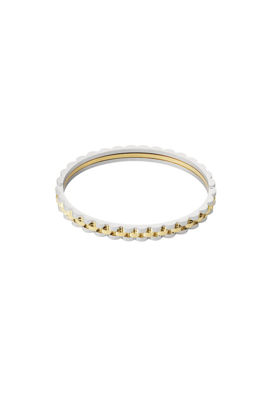 Schakel bangle armband zilver en goud