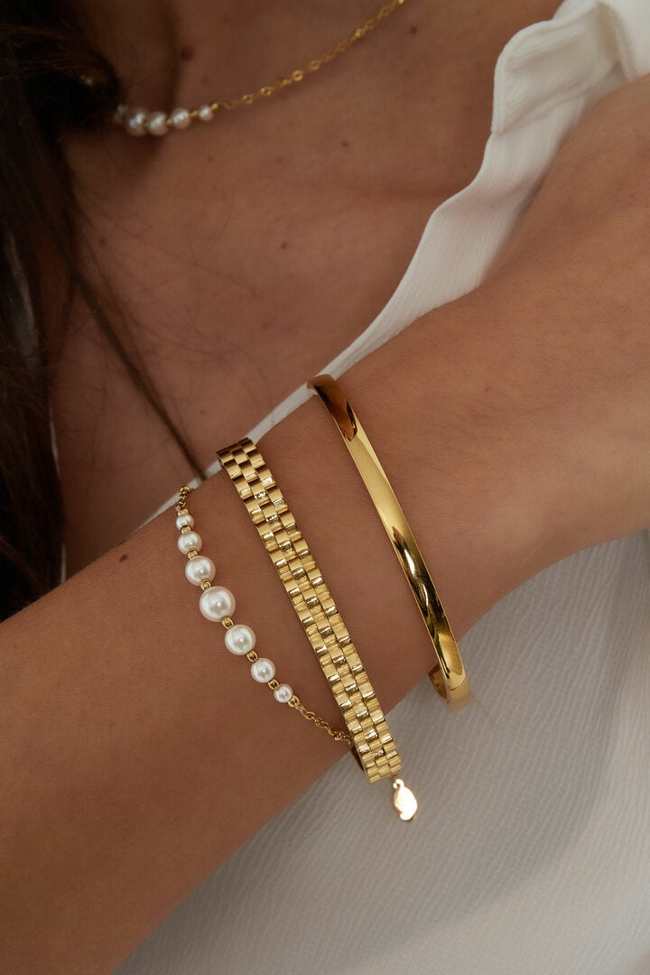 Schakel bangle armband goud