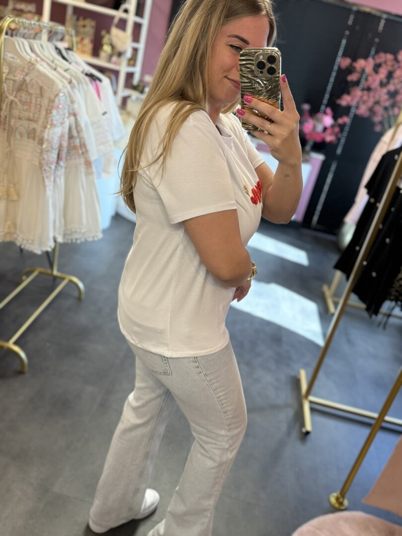 Tshirt wit Amour rood