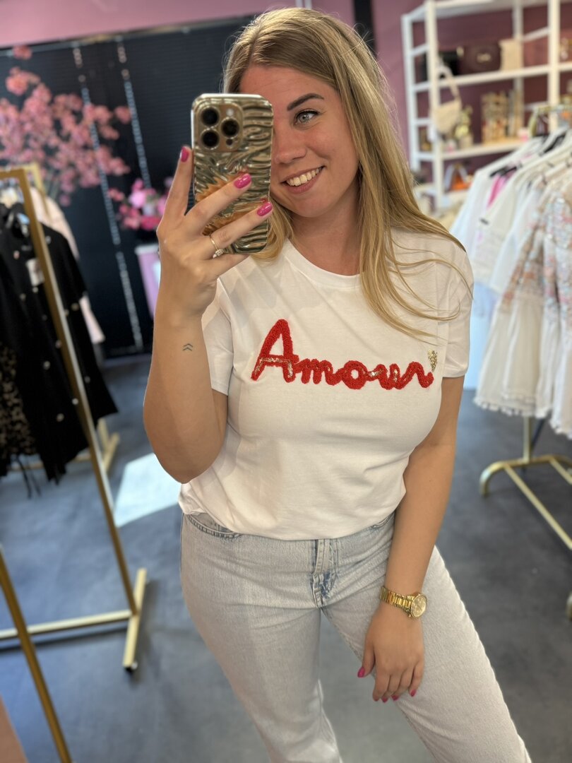 Tshirt wit Amour rood