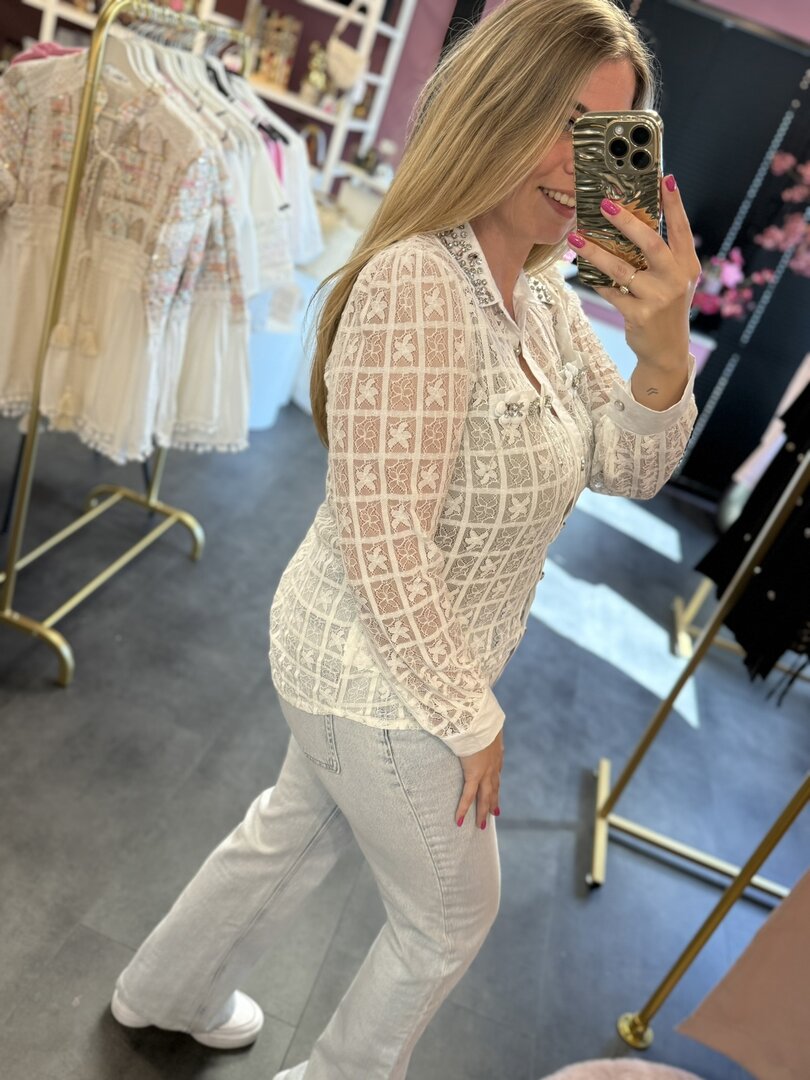 Blouse wit met kant