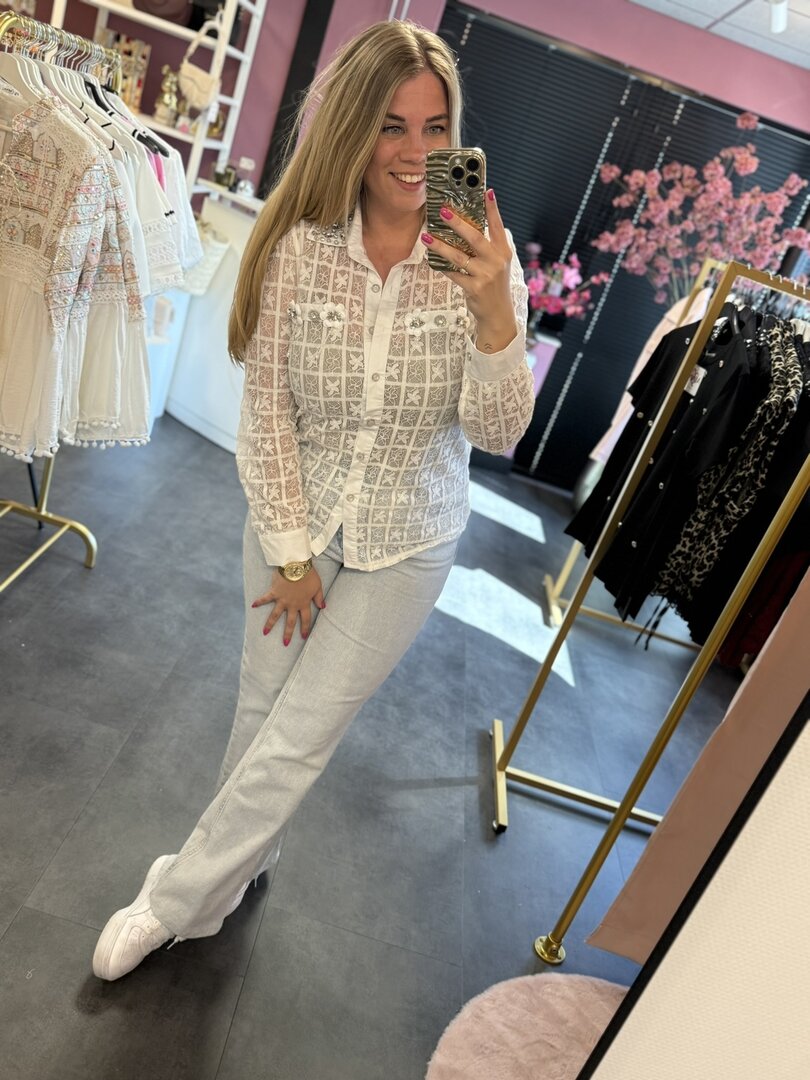 Blouse wit met kant
