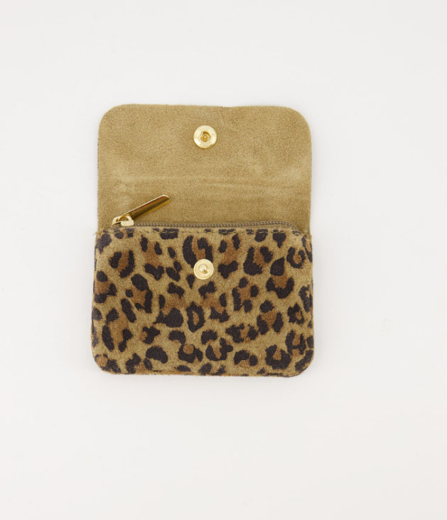 Suede portemonnee panter
