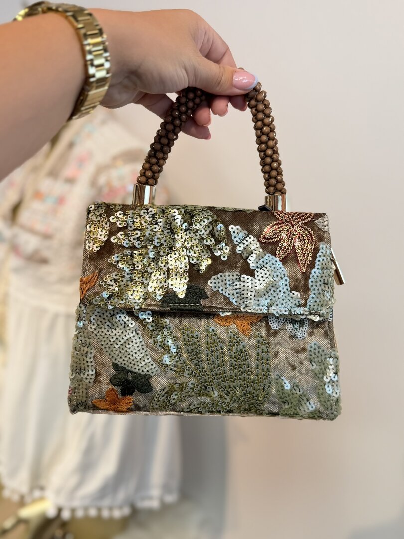 Handtas pailletten Taupe