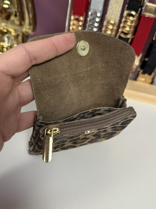 Suede portemonnee panter