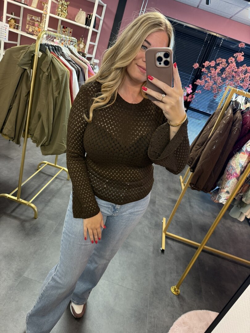 By Swan - shirt bruin met faired mouw