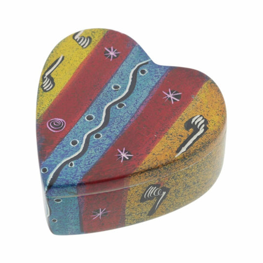 Speksteen Hart - doosje Afrika design (7x7x3,5cm)