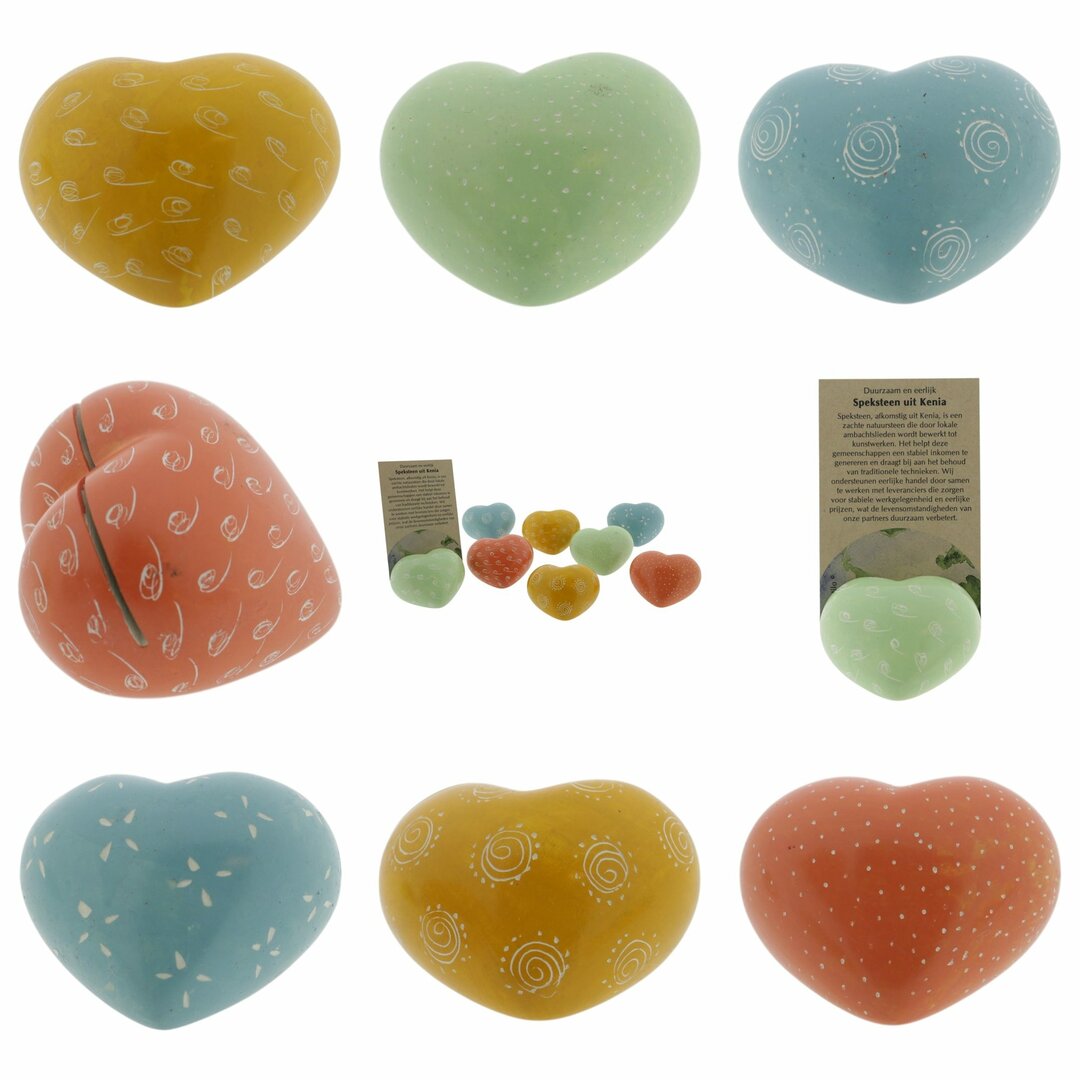 Speksteen Kaarthouder "Hart" pastel (3cm)