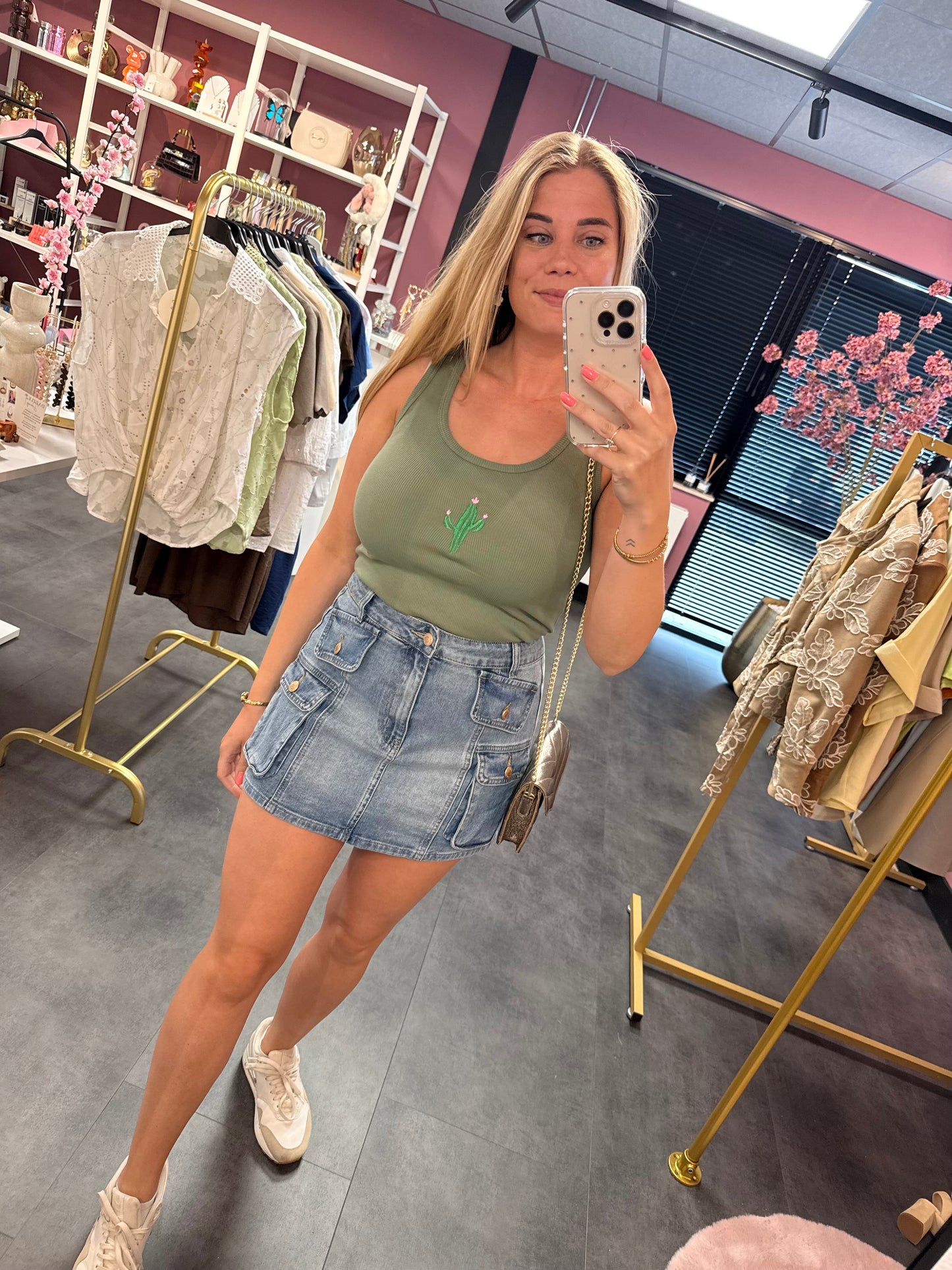 Denim skort