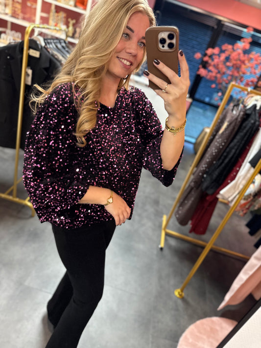 Pailletten top Suzy paars