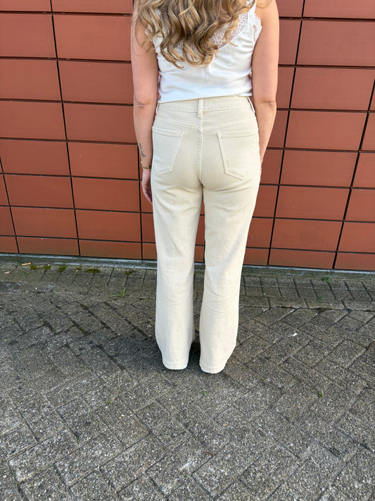 Beige jeans met parels
