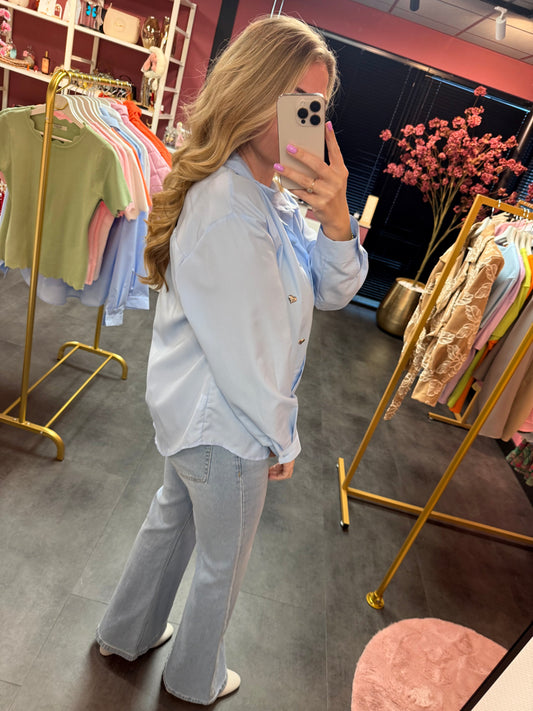 Blouse blauw studs hart