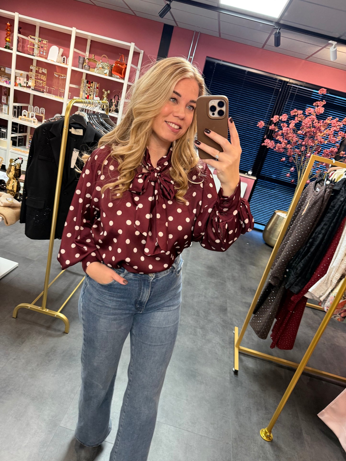 Polkadot Blouse Bordeaux