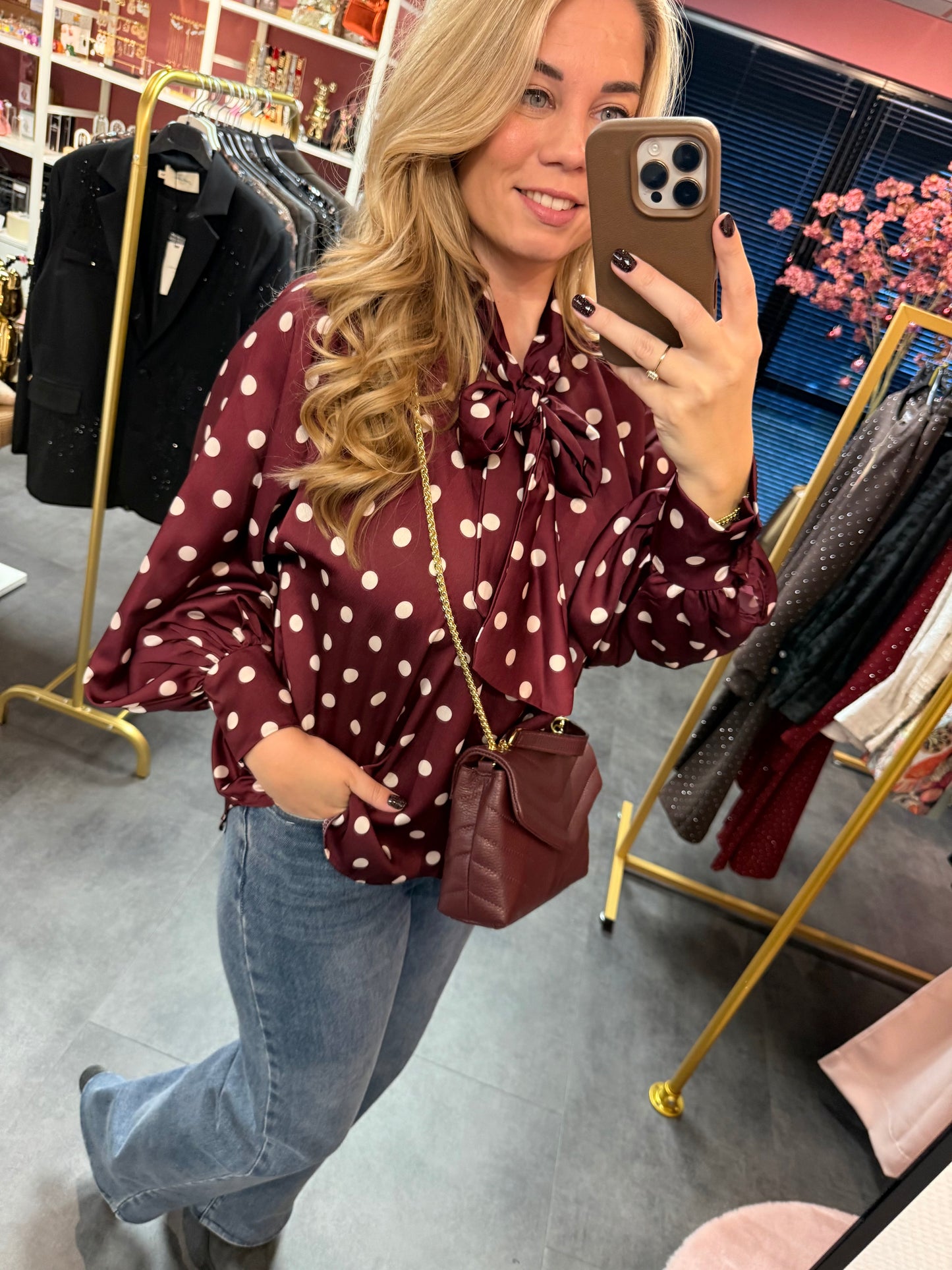 Polkadot Blouse Bordeaux
