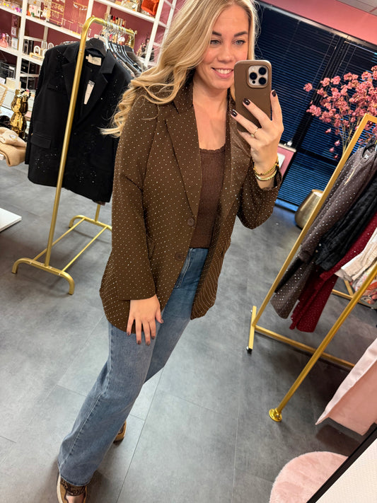 Bruine blazer strass