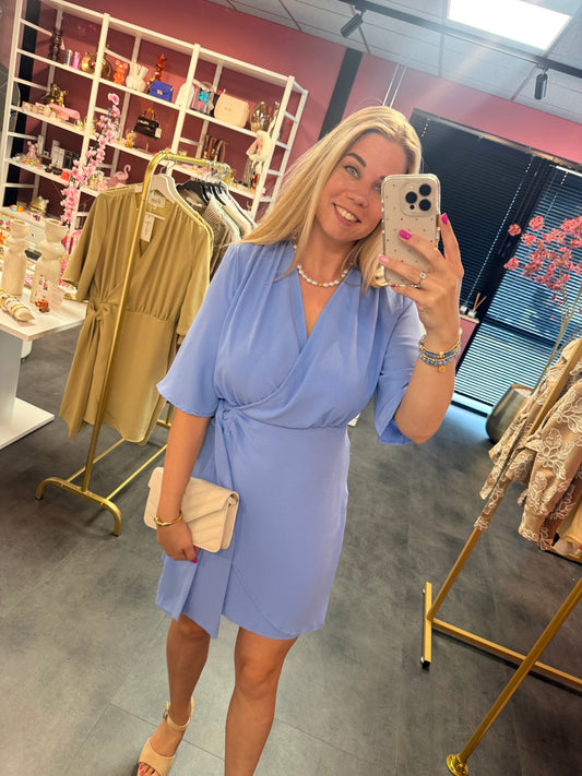 Jurk met knoopdetail - blauw