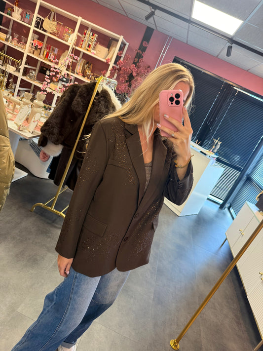 Ambika blazer bruin met strass details