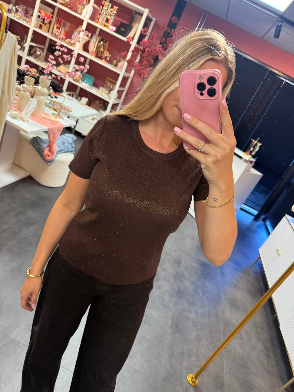 Top bruin strass By Clara