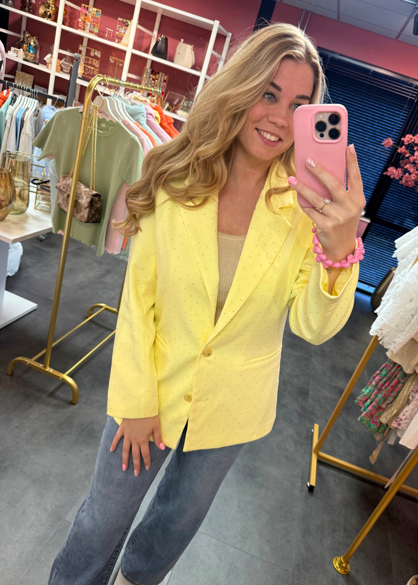 Oversized blazer geel strass