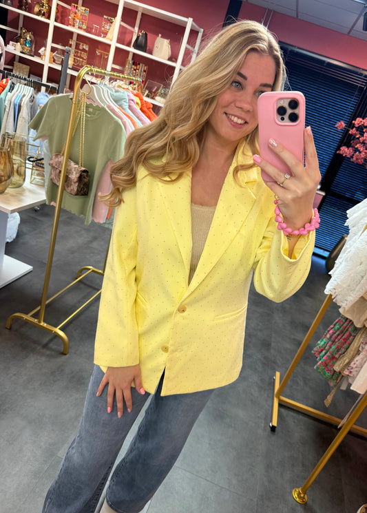 Oversized blazer geel strass