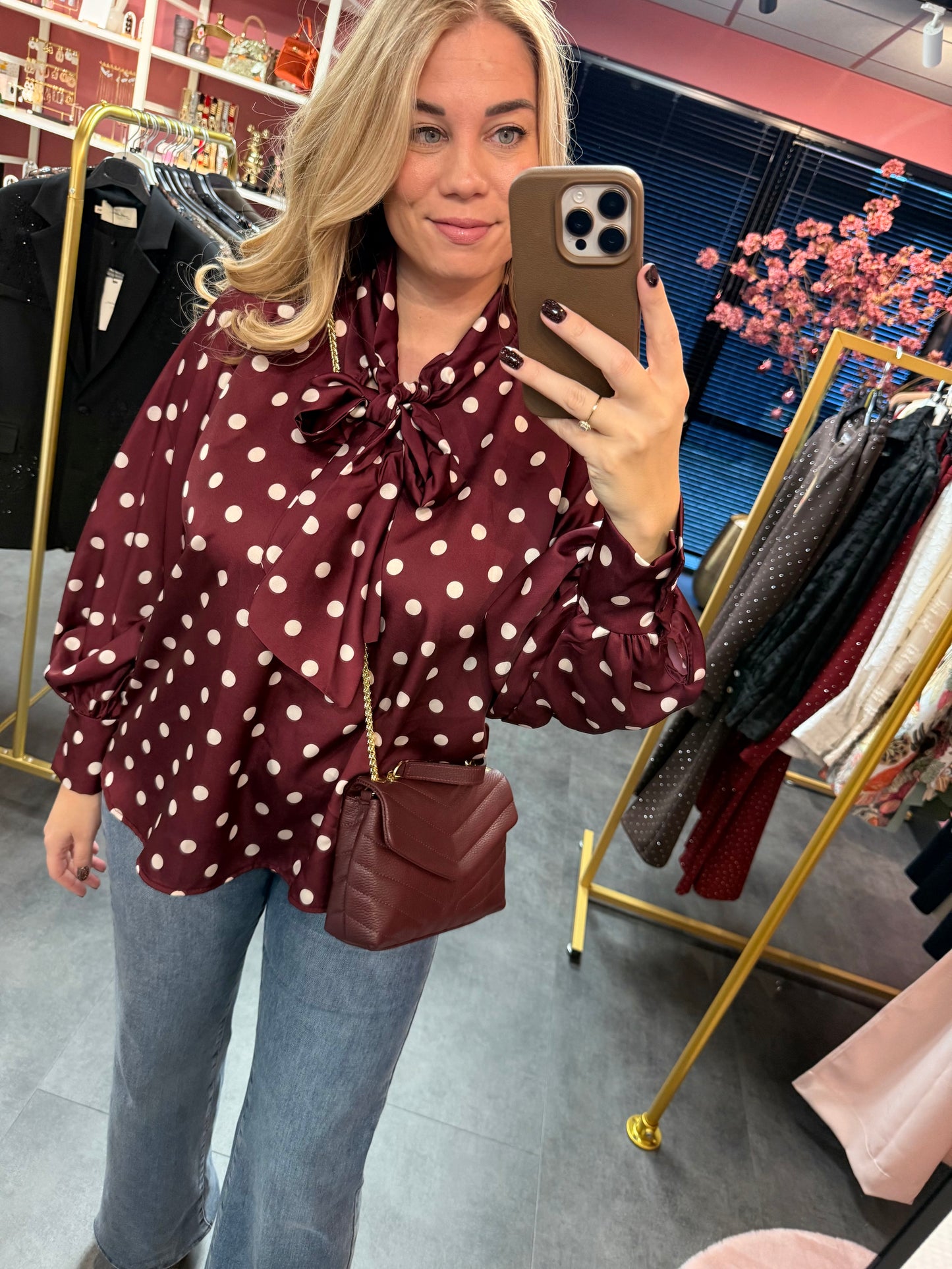 Polkadot Blouse Bordeaux