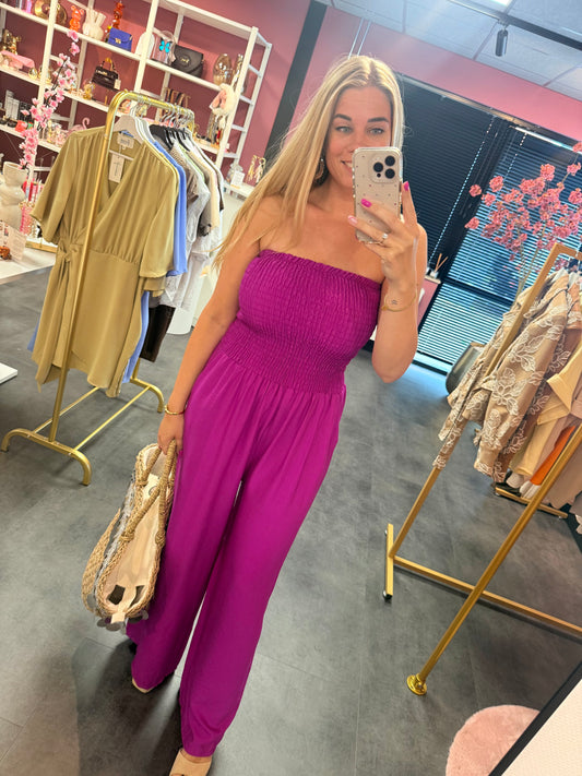 Strapless jumpsuit magenta