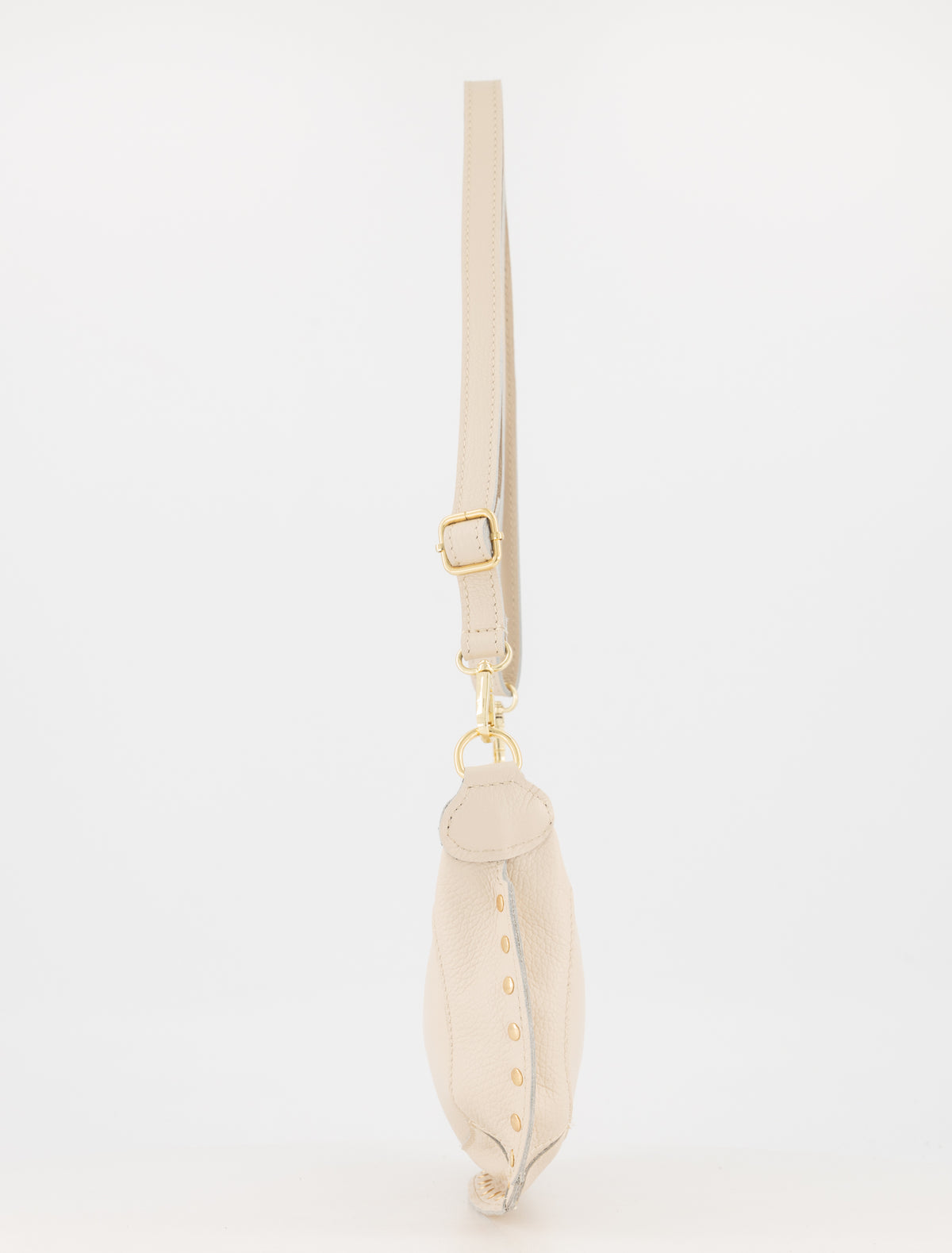 Leren tas Monica - beige met gouden studs