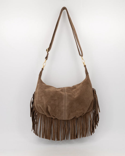 Suede tas met franjes