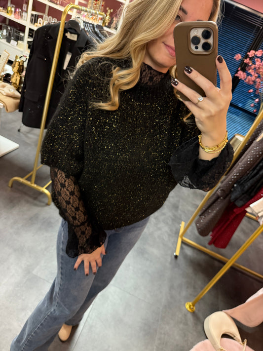 Gebreide trui Ambika glitter zwart