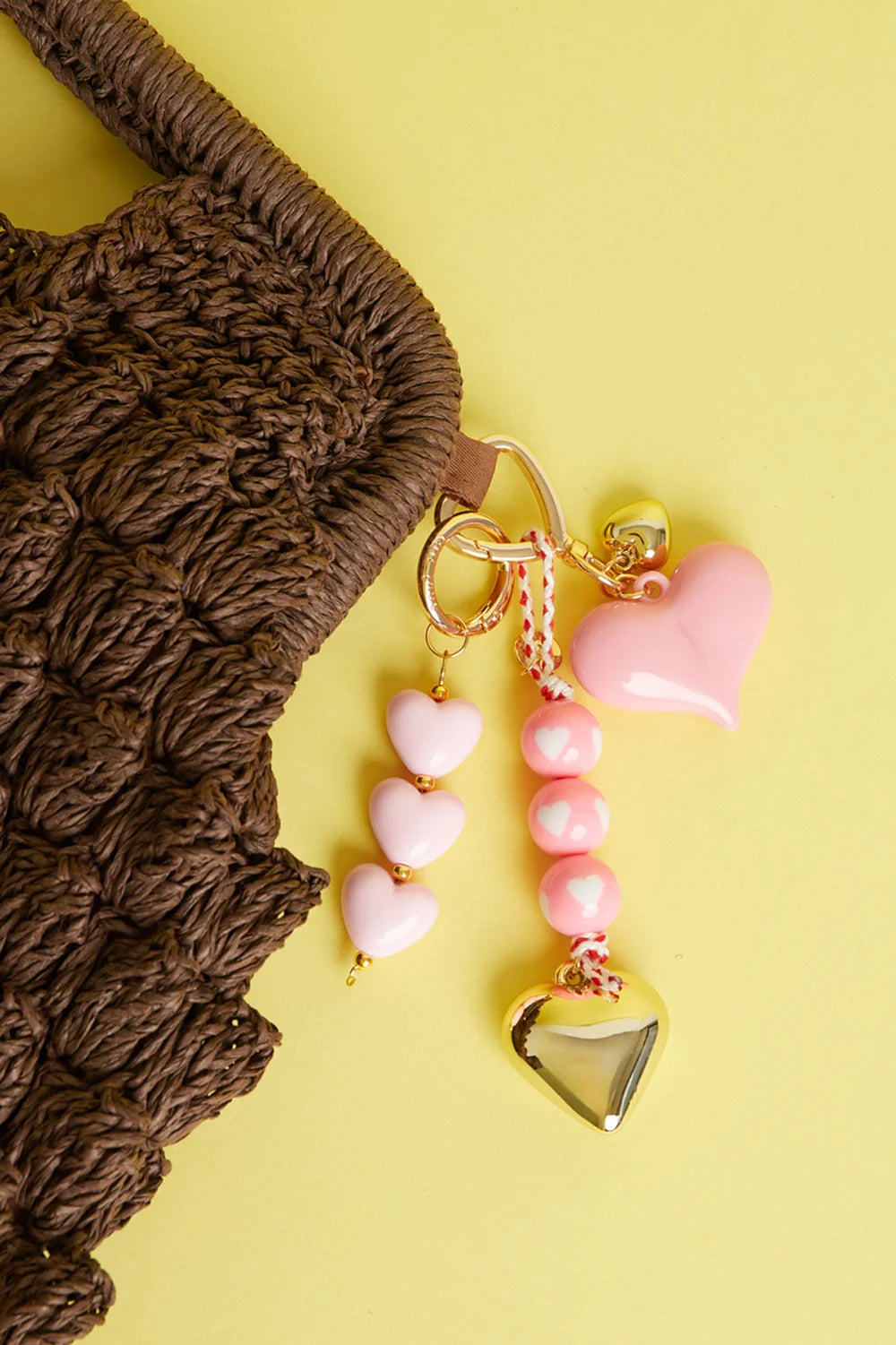 Tas- sleutel hanger hart licht roze