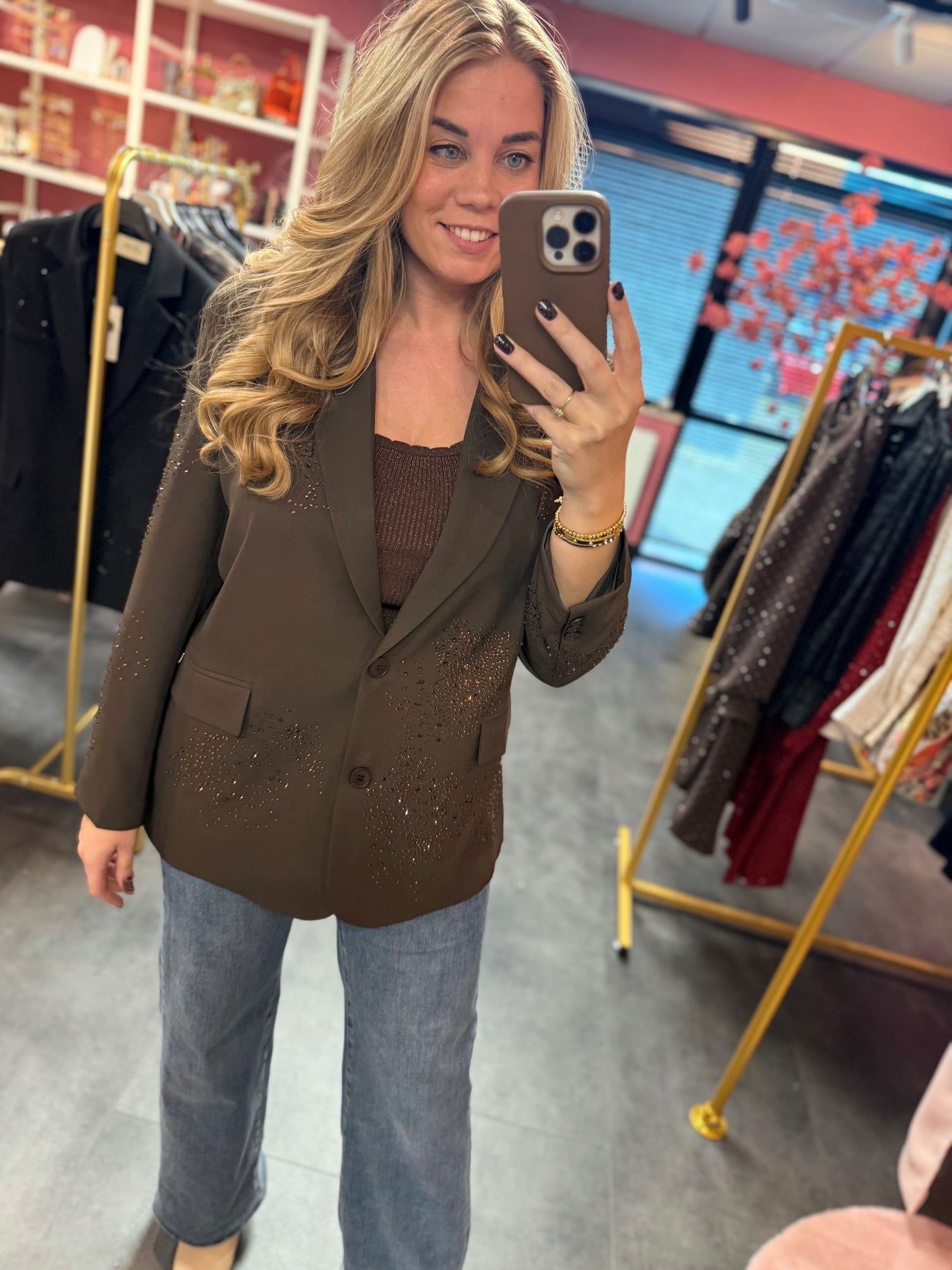 Ambika blazer bruin strass