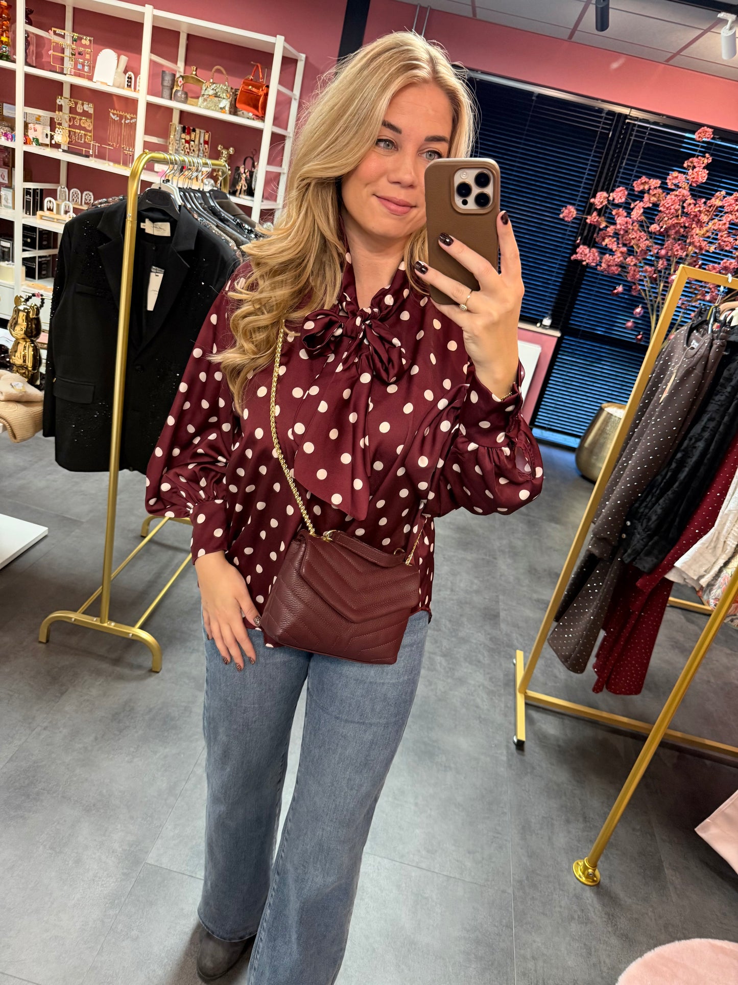 Polkadot Blouse Bordeaux