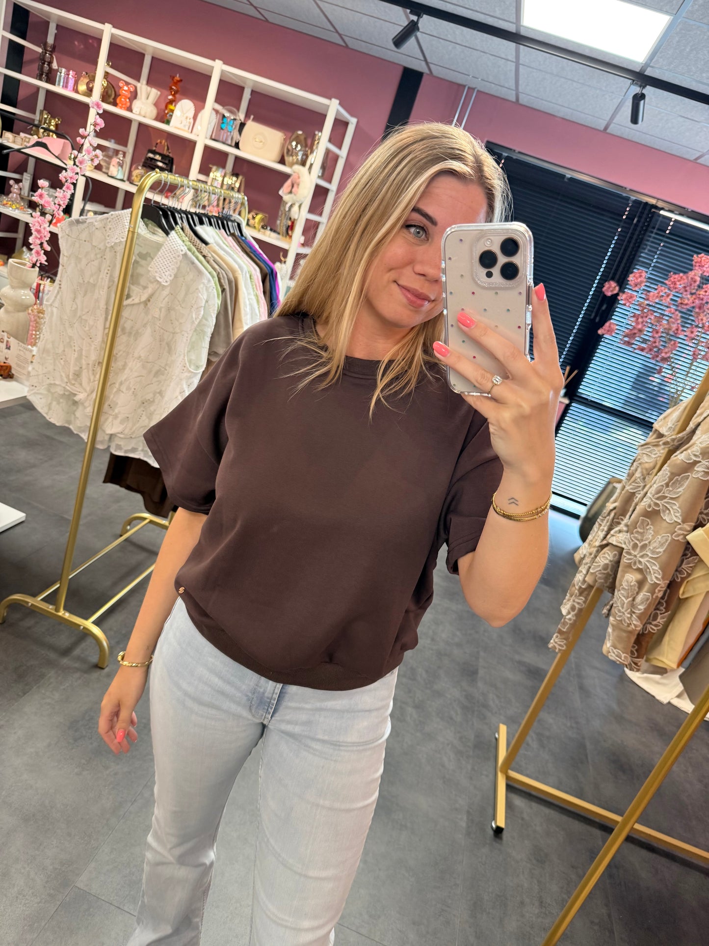 Sweater shirt donker bruin