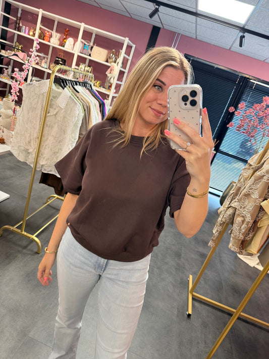 Sweater shirt donker bruin