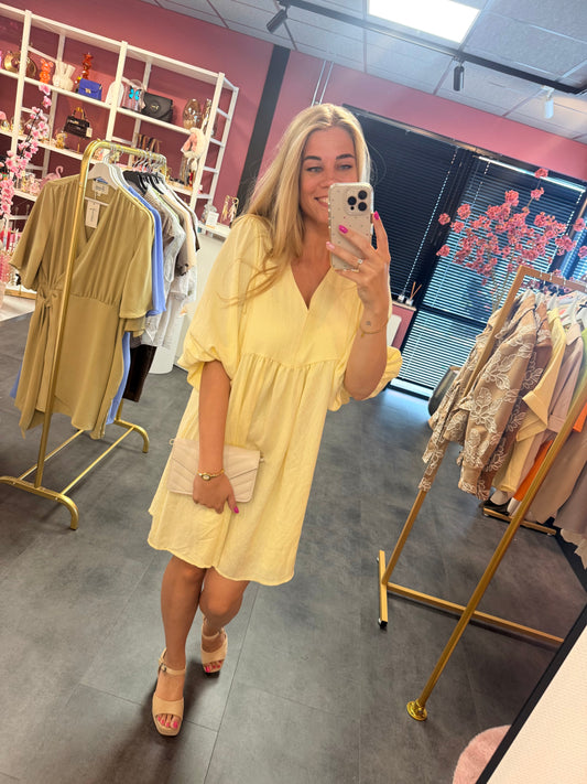 Losvallend zomerjurk - Butter yellow