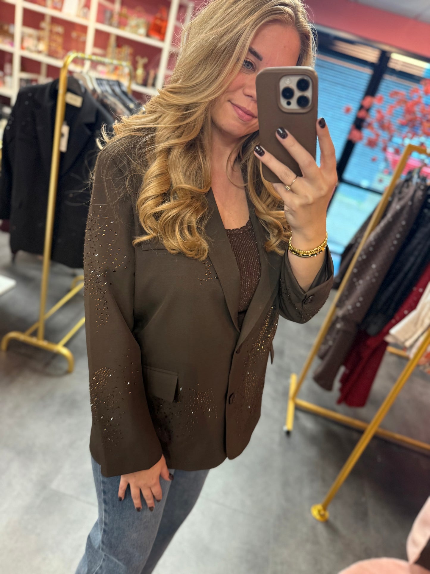 Ambika blazer bruin strass