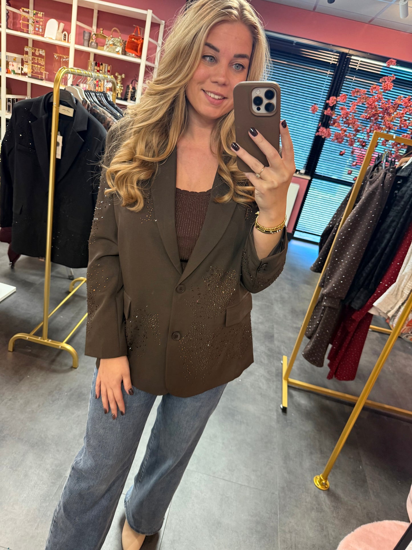 Ambika blazer bruin strass