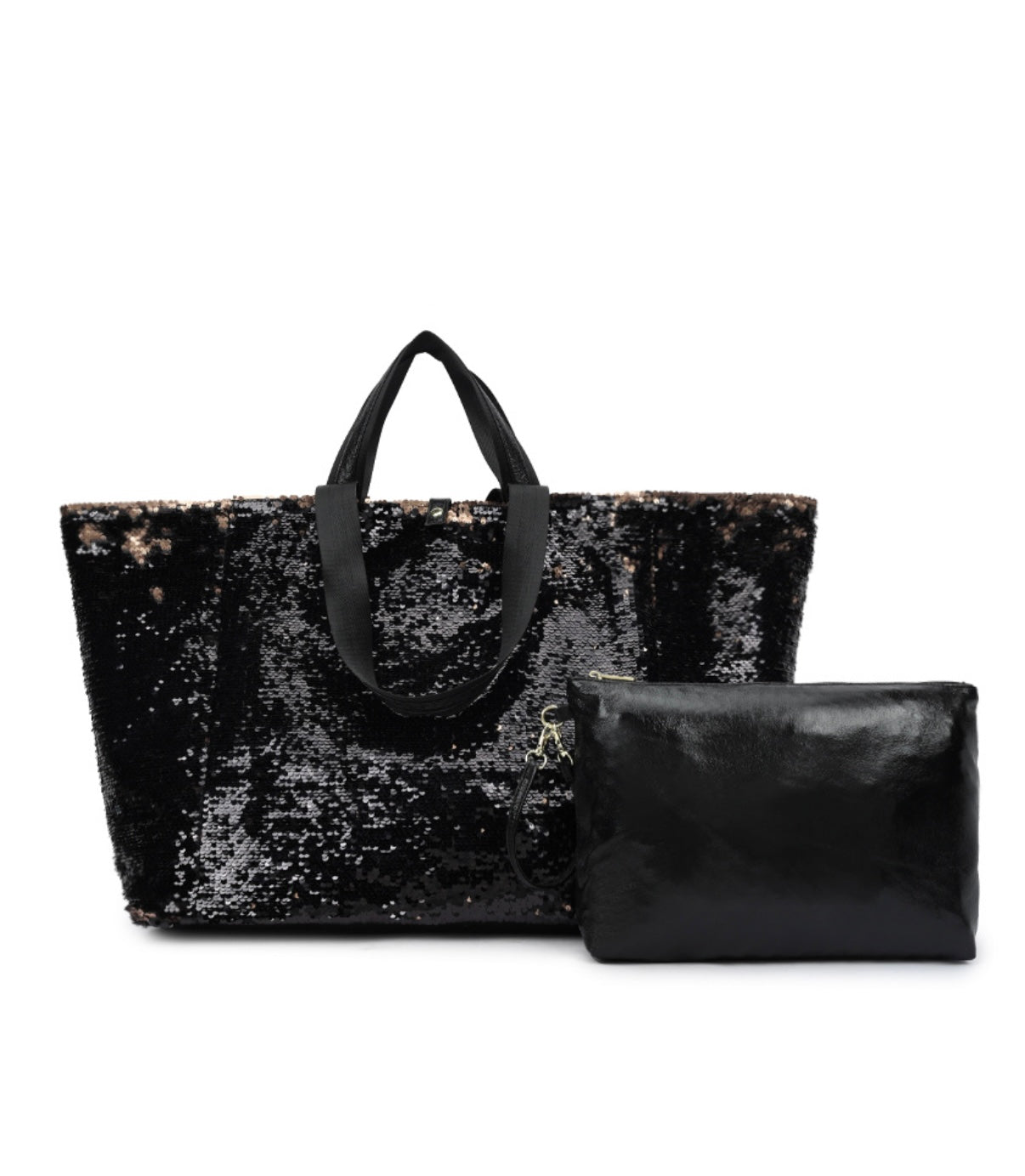 XL sequin Shopper zwart