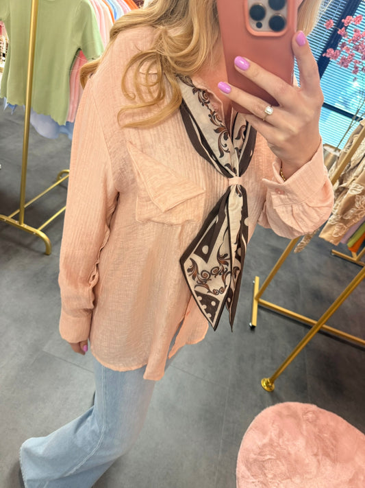 Roze blouse met sjaal Ambika