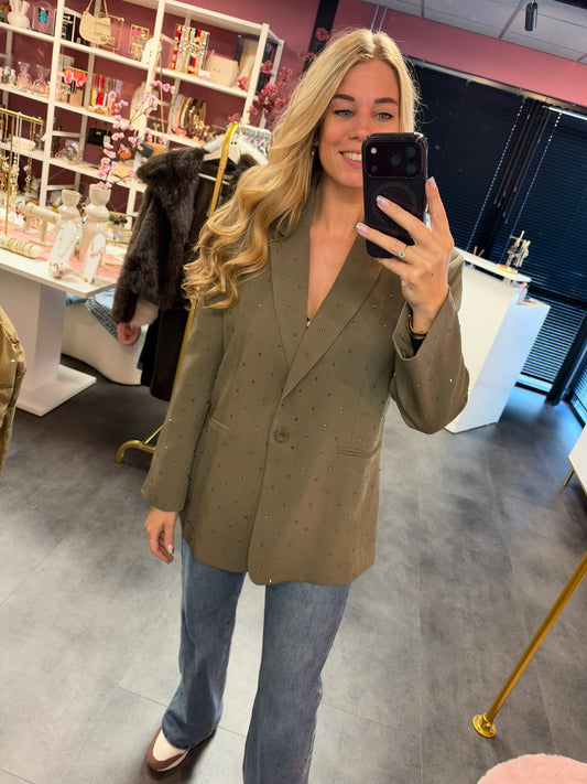 Ambika blazer groen met strass stenen