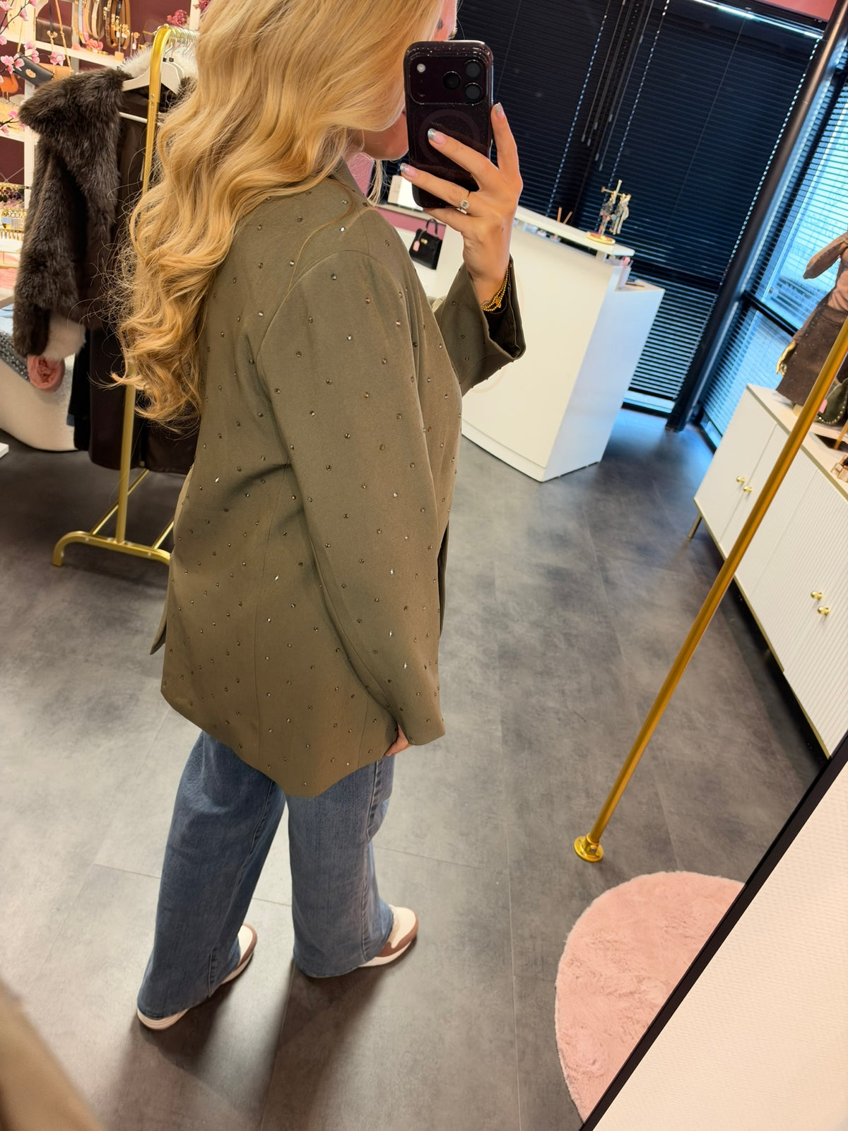 Ambika blazer groen met strass stenen