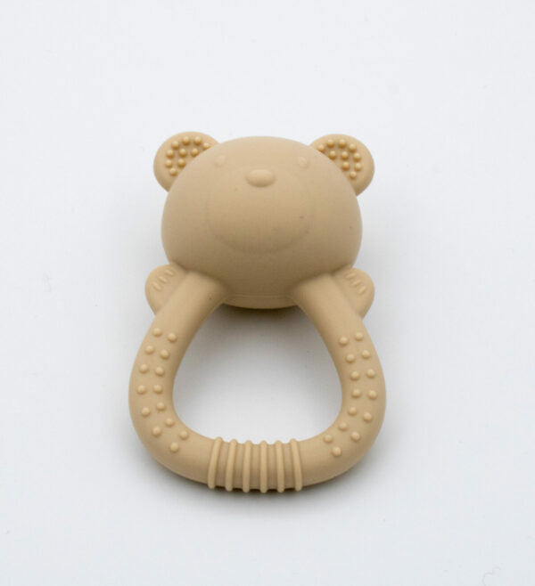 Siliconen rammelaar beer beige