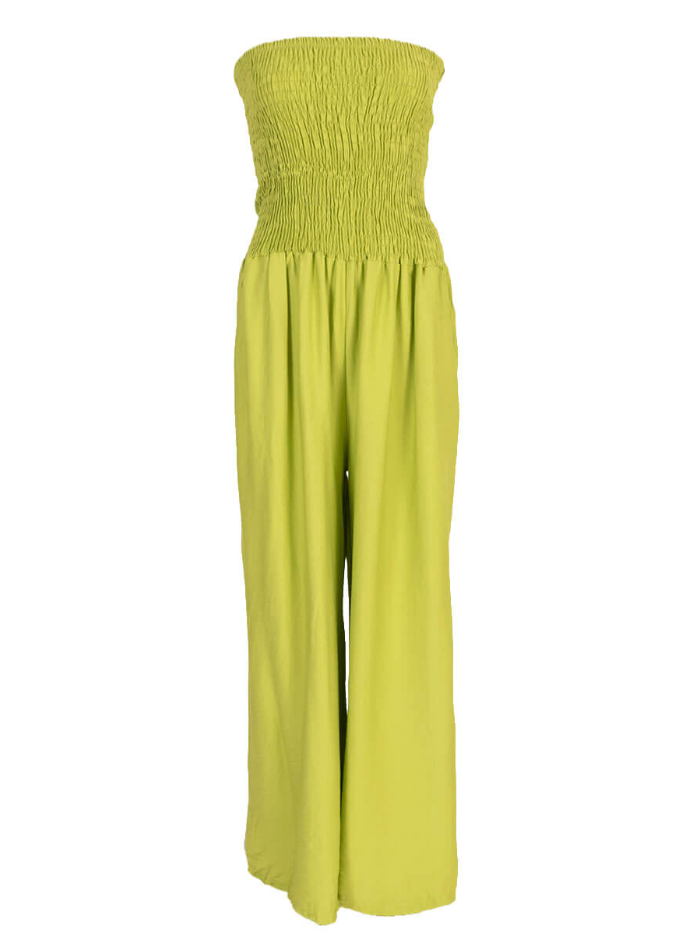 Strapless jumpsuit limegroen