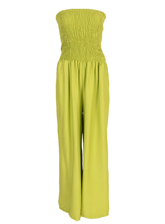Strapless jumpsuit limegroen