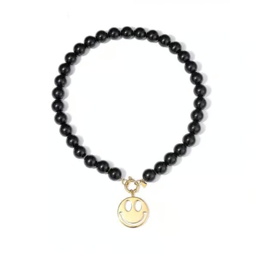 Be Dazzled Smiley ketting zwart