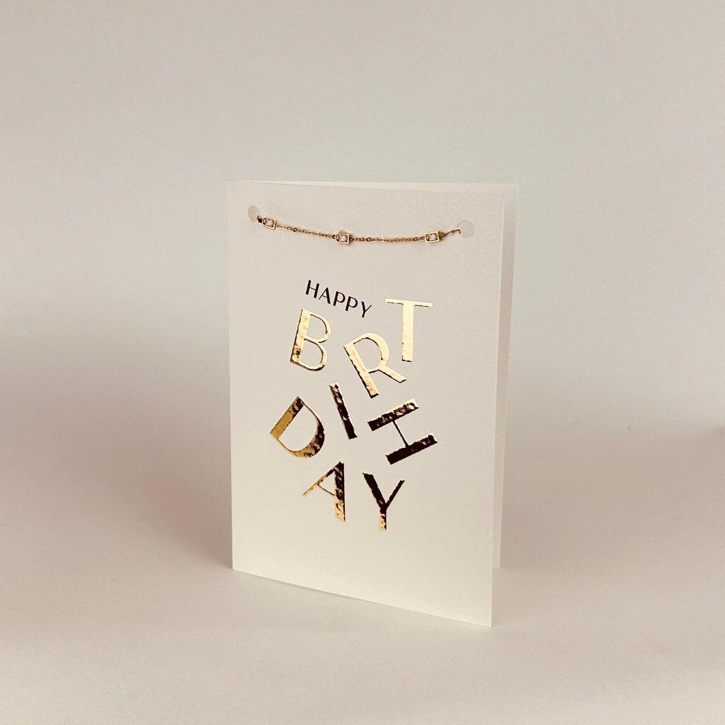 Luxe wenskaart happy birthday met armband goud