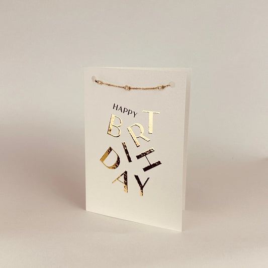 Luxe wenskaart happy birthday met armband goud