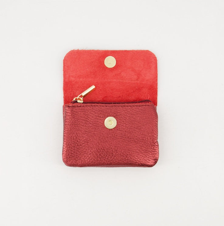 Leren portemonnee shiny bordeaux